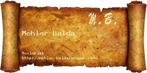 Mehler Balda névjegykártya